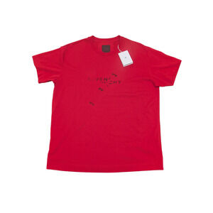 NWT Givenchy Red Trompe-l'oeil Graphic Logo T-Shirt Men's Size Large